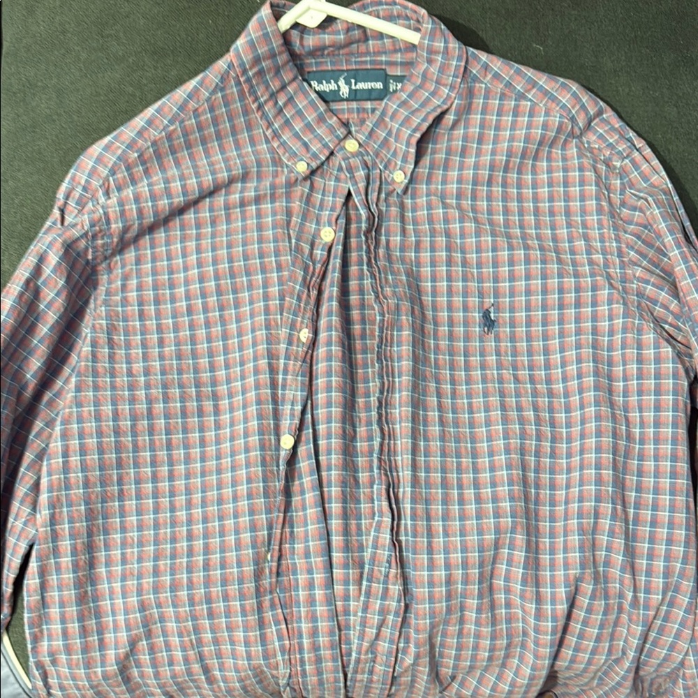 Ralph Lauren Blue and Red Casual Button Down Shirt